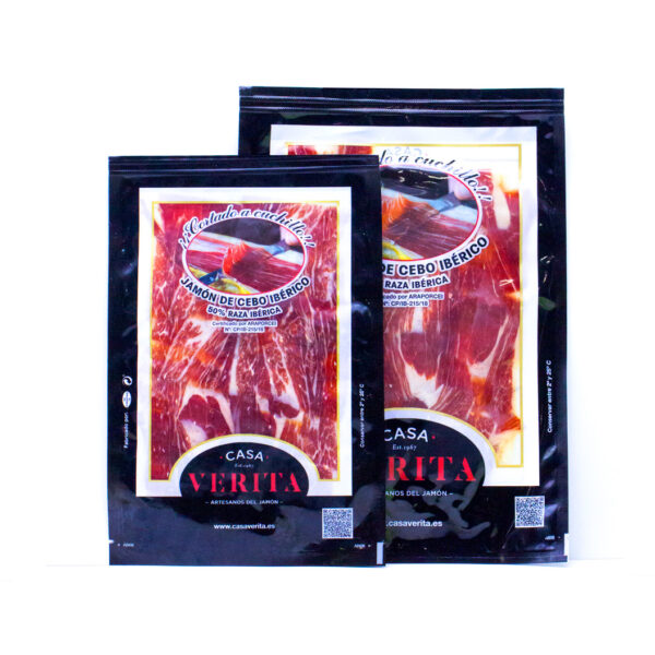 Loncheado a cuchillo de jamón de cebo ibérico 50% raza ibérica, 100 g. y 200 g. - Imagen 2