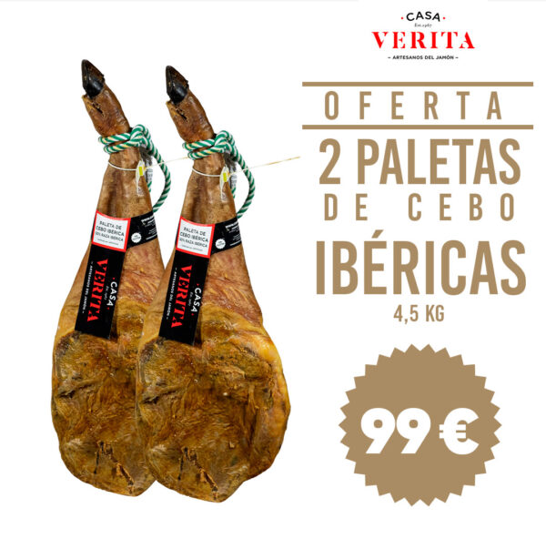 2 PALETAS DE CEBO IBÉRICAS 50% Raza ibérica  4,5 kg | OFERTA