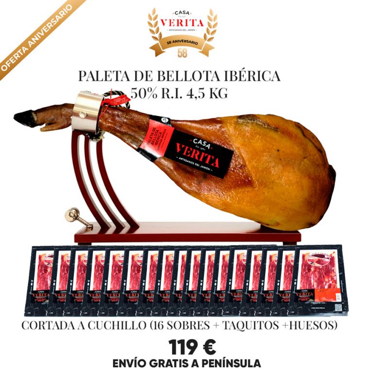 Paleta de bellota ibérica 50% loncheada a cuchillo | Oferta + Envío gratis