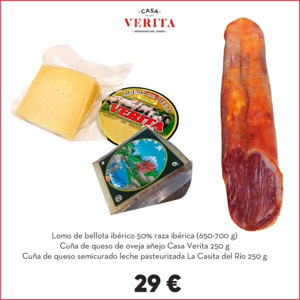 Lote lomo de bellota ibérico + queso añejo + queso semicurado
