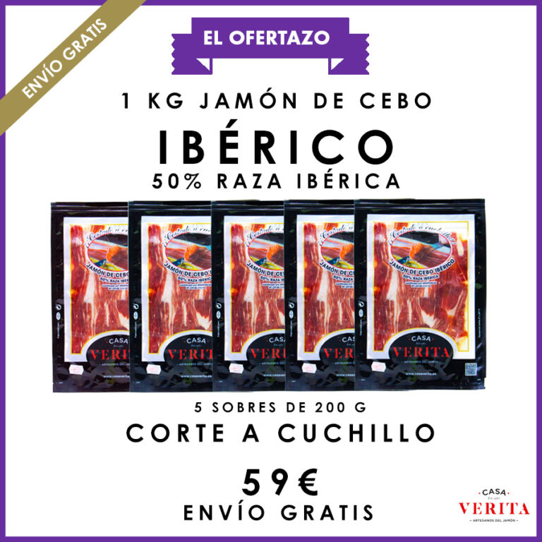 El ofertazo: 1 kg de jamón de cebo ibérico 50% r.i. loncheado | ENVÍO GRATIS