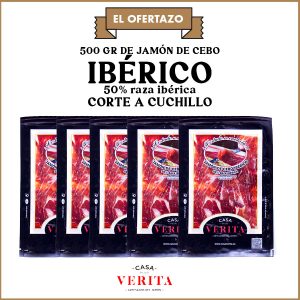 El ofertazo: 500 gr de jamón de cebo ibérico 50% raza ibérica cortado a cuchillo