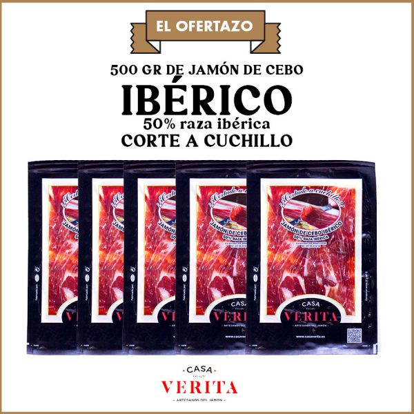 El ofertazo: 500 gr de jamón de cebo ibérico 50% raza ibérica cortado a cuchillo